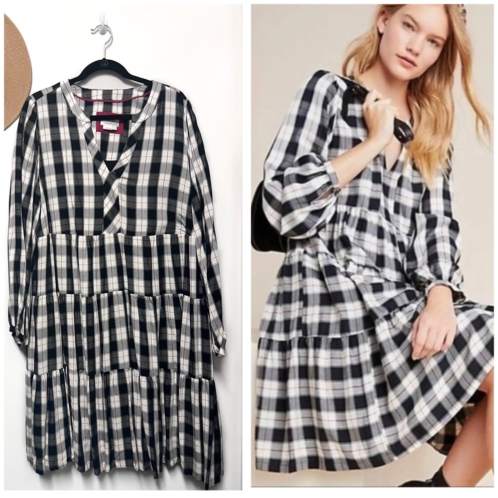 Anthropologie Maeve Amber Plaid Tiered Tunic (Size 1X) NEW